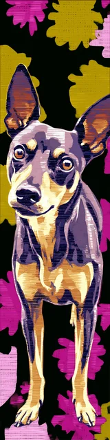 Free dog bookmark featuring a standing and curious dog